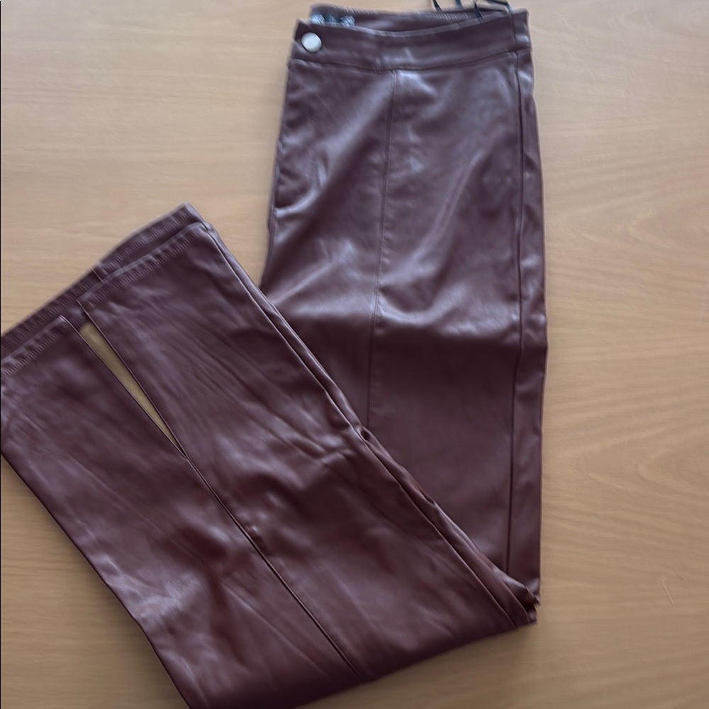 Missguided + Brown Boot Cut Faux Flare Pants
